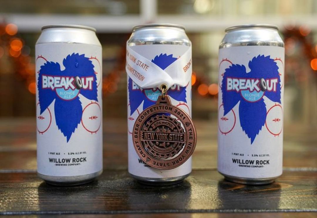 Breakout Blonde Ale in a tall chilled glass