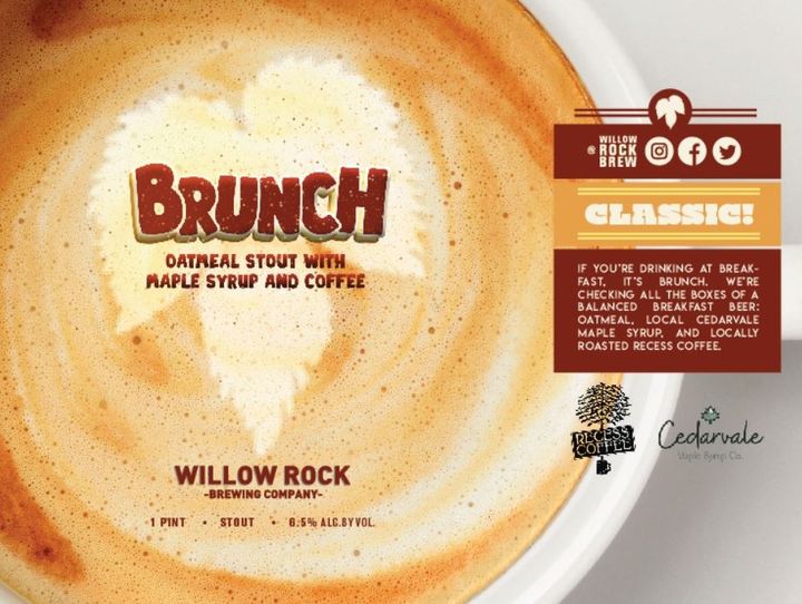 BRUNCH oatmeal coffee stout in a dark tulip glass