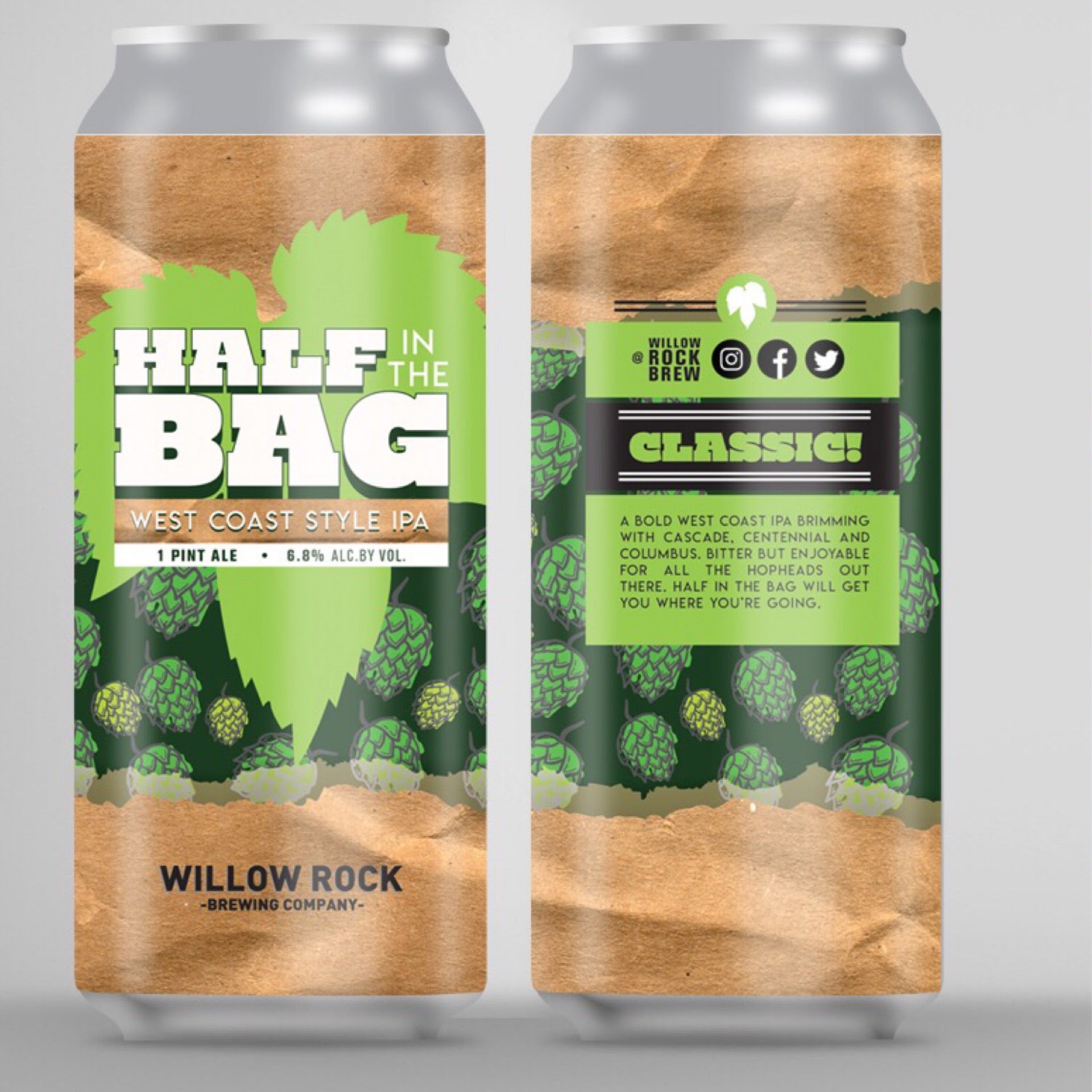 Half in the Bag West Coast IPA in a pint glass