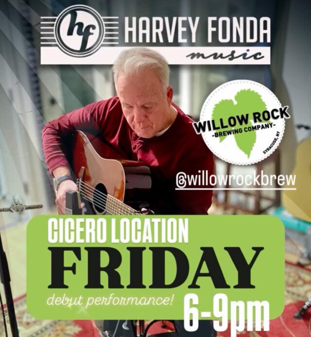 @harveyfonda  is playing tomorrow, September 12th  from 6-9PM at Willow Rock Cicero! 🎶 

#willowrockbrewingcompany #livemusic #craftbeer #brewery