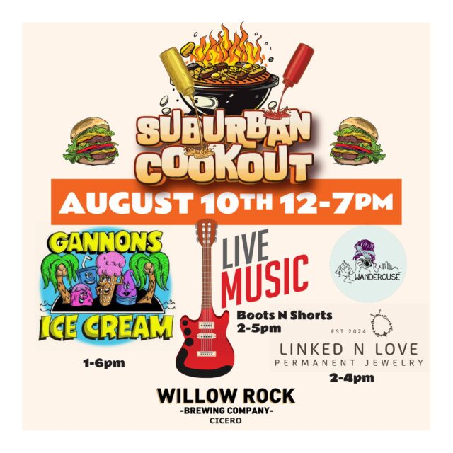 This Sunday all day we're having a cookout!  Burgers, dogs, brats, and all the fixings!  @boots_n_shorts will be here from 2-5pm live on the patio, @gannonsisle will be here serving ice cream all day long, @linkedwithlovejewelry will be here from 2-4 with their permanent jewelry, and @wandercuse will be in attendance as well!  Come one and come all, Let's have a Sunday Funday Cicero!