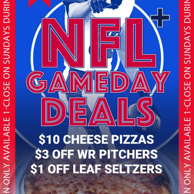 Willow Rock Ready Set Hut game day deals start at 1pm and go all day every Sunday!  Join us this afternoon for Bills/Chiefs at 4:25!