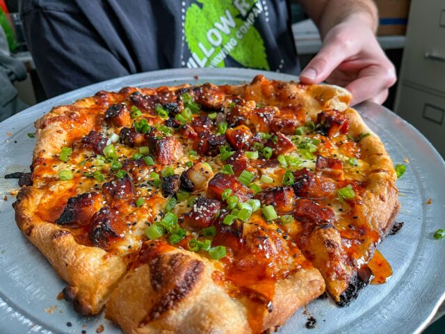 Our newest pizza special is KBBQ Porky - Korean barbecue-inspired pork belly bites with teriyaki sauce, sesame seeds, and scallions atop a perfect crust made with our brand-new dough recipe.

We know you're salivating. So come on in and get some - or have it delivered to you!